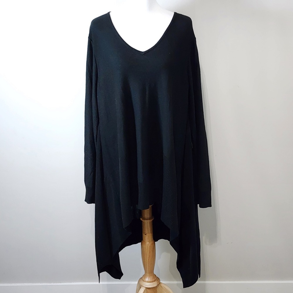 Cupio Curvy Sharkbite Tunic Sweater Womens 2X Black Witchy Goth Whimsigoth Alt